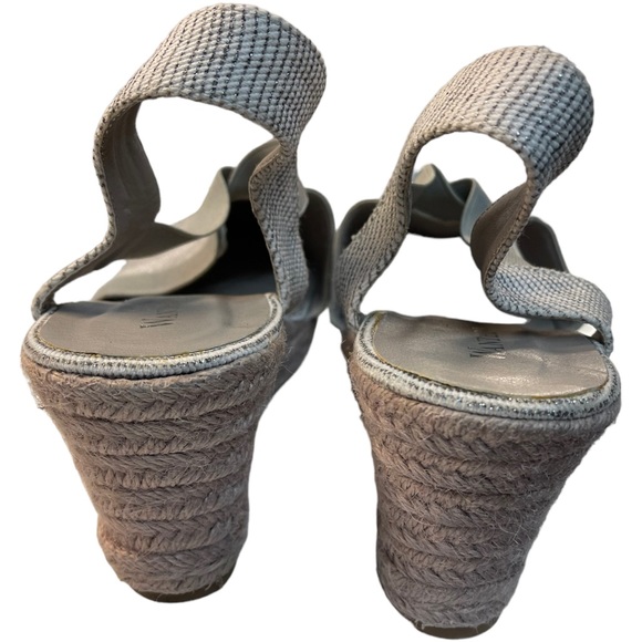 WANTED Women's Platform Sandals Wedge Heel Knit Woven Silver Gray Size 10 - Picture 4 of 7